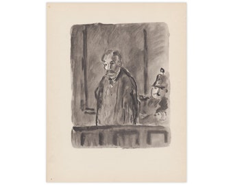 Vintage print by Bernard Lamotte from the 1949 Anatole France book "Crainquebille" - Free US Shipping