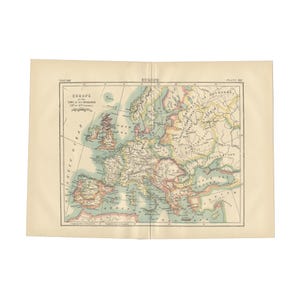 Drie antieke kleurenkaarten van Europa uit de Encyclopedia Britannica, 9e editie 1890, elk 9,5 x 13 inch - gratis verzending in de VS