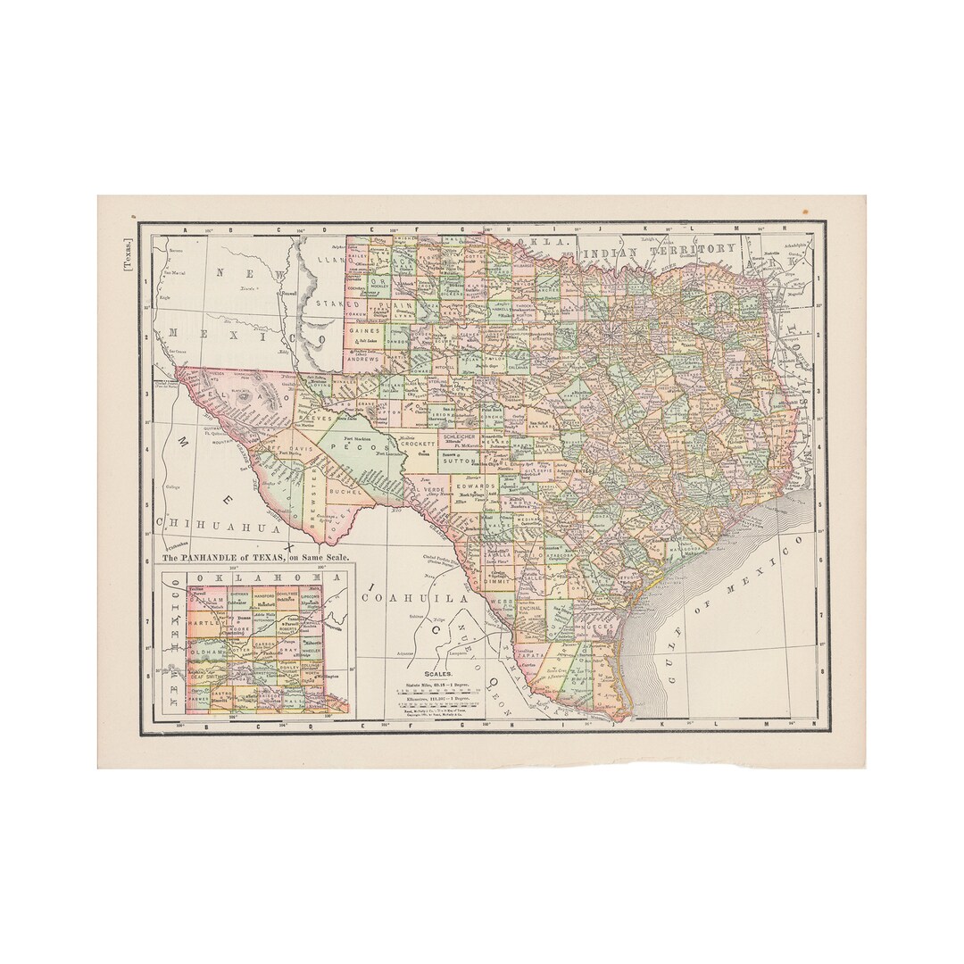 Antique Color Map of Texas From - Il 1080xN.4615764306 M9pf