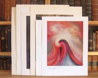 Collection of 8 large art prints and plates from disbound books featuring classic artwork and paintings - Free US Shipping