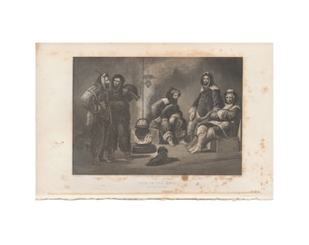 Life In The Brig - antique engraving from disbound 1856 book on arctic exploration - Free US Shipping