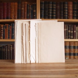 Fünfzehn leere antike Papierblätter aus ungebundenen Büchern, ca. 6 x 9 inches - Kostenloser US Versand
