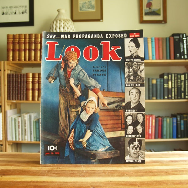 Vintage 1938 copy of Look Magazine - Hollywood, World War II and vintage advertisements - Free US Shipping