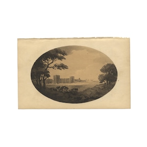 Ely Church - original antique print from 1809 book, 5.25 x 8.5 inches - Free US Shipping