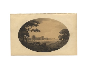 Ely Church - original antique print from 1809 book, 5.25 x 8.5 inches - Free US Shipping