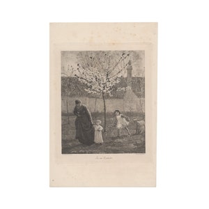 Philip In Church - antique engraving by Frederick Walker from disbound 1894 book - Free US Shipping