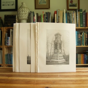 Collectie van tien originele prenten met monumenten uit de Burgeroorlog uit 1902 - Gratis VERZENDING