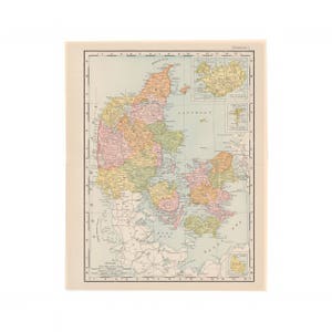 Antique map of Denmark from the 1898 Home Reference Library - Free US Shipping