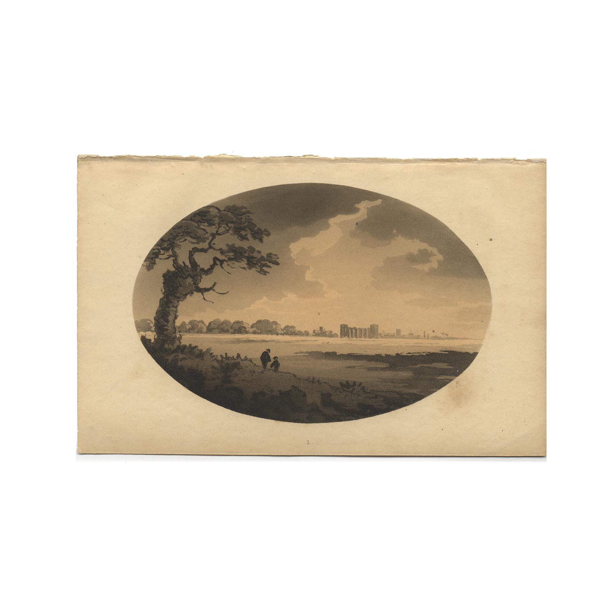 Cambridge - original antique print from 1809 book, 5.25 x 8.5 inches - Free US Shipping