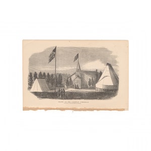 Chapel of the Christian Commission - antique print from 1869 Civil War memoir &quot;In Hospital and Camp&quot; - Free US Shipping