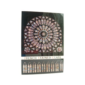 French Stained Glass - vintage illustrated art history reference from 1968 - Free US Shipping