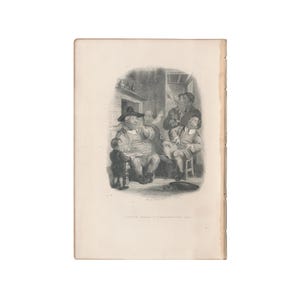 A Schepen Laughing at a Burgomaster&#39;s Joke - antique engraving from disbound 1868 book - Free US Shipping