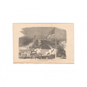 Lincoln&#39;s Funeral Procession - antique print from 1869 Civil War memoir &quot;In Hospital and Camp&quot; - Free US Shipping