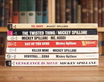 Collection of seven vintage Mickey Spillane mystery and thriller paperbacks - Free US Shipping