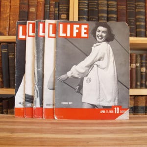 Five vintage Life Magazines from the 1930s - fashion, WWII and great vintage advertisements - Free US Shipping