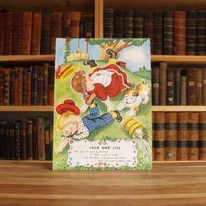 Large two-sided 9.5 x 13 inch vintage color print salvaged from 1948 children's book "The Mother Goose Picture Book" - Free US Shipping