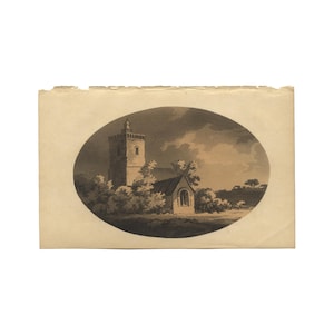 Swaffham Church - original antique print from 1809 book, 5.25 x 8.5 inches - Free US Shipping