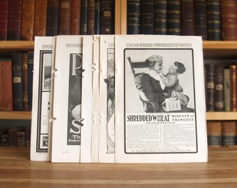 Ten pages of antique advertisements from 1900s magazines - Free US Shipping