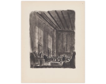 Vintage print by Bernard Lamotte from the 1949 Anatole France book "Crainquebille" - Free US Shipping