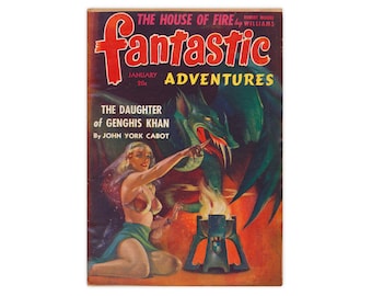 Fantastic Adventures: January 1942 - science fiction pulp with bright color cover art - Free US Shipping