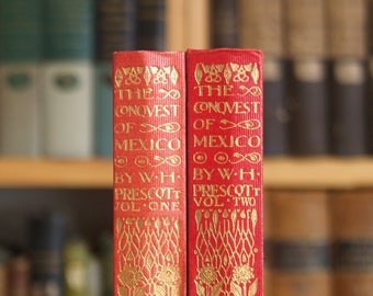 The Conquest of Mexico - antique two volume Everyman's Library edition of the history classic - Free US Shipping