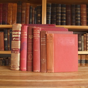 Collection of antique decorative book boards / covers in shades of red - Free US Shipping