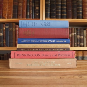 Seven vintage books on glassware, pottery, porcelain, china etc. - Free US Shipping