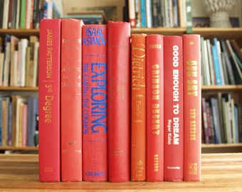 スケールモデル 新作 Decorative Collection of Eight Hardcover Books With Red 洋書
