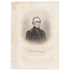Major General Henry Wager Halleck - original antique 1863 print from Civil War history book - Free US Shipping