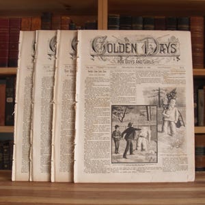 Four antique issues of Golden Days children&#39;s magazine from the 1890s - Free US Shipping