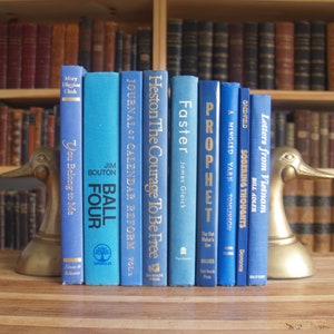 Decorative collection of nine hardcover books in blue bindings - Free US Shipping
