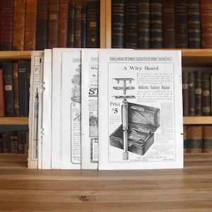 Collection of 10 pages of antique advertisements from 1900s magazines - Free US Shipping