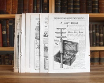 Collection of 10 pages of antique advertisements from 1900s magazines - Free US Shipping