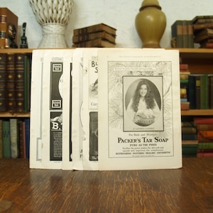 Collection of 12 pages of antique advertisements from 1900s magazines - Free US Shipping