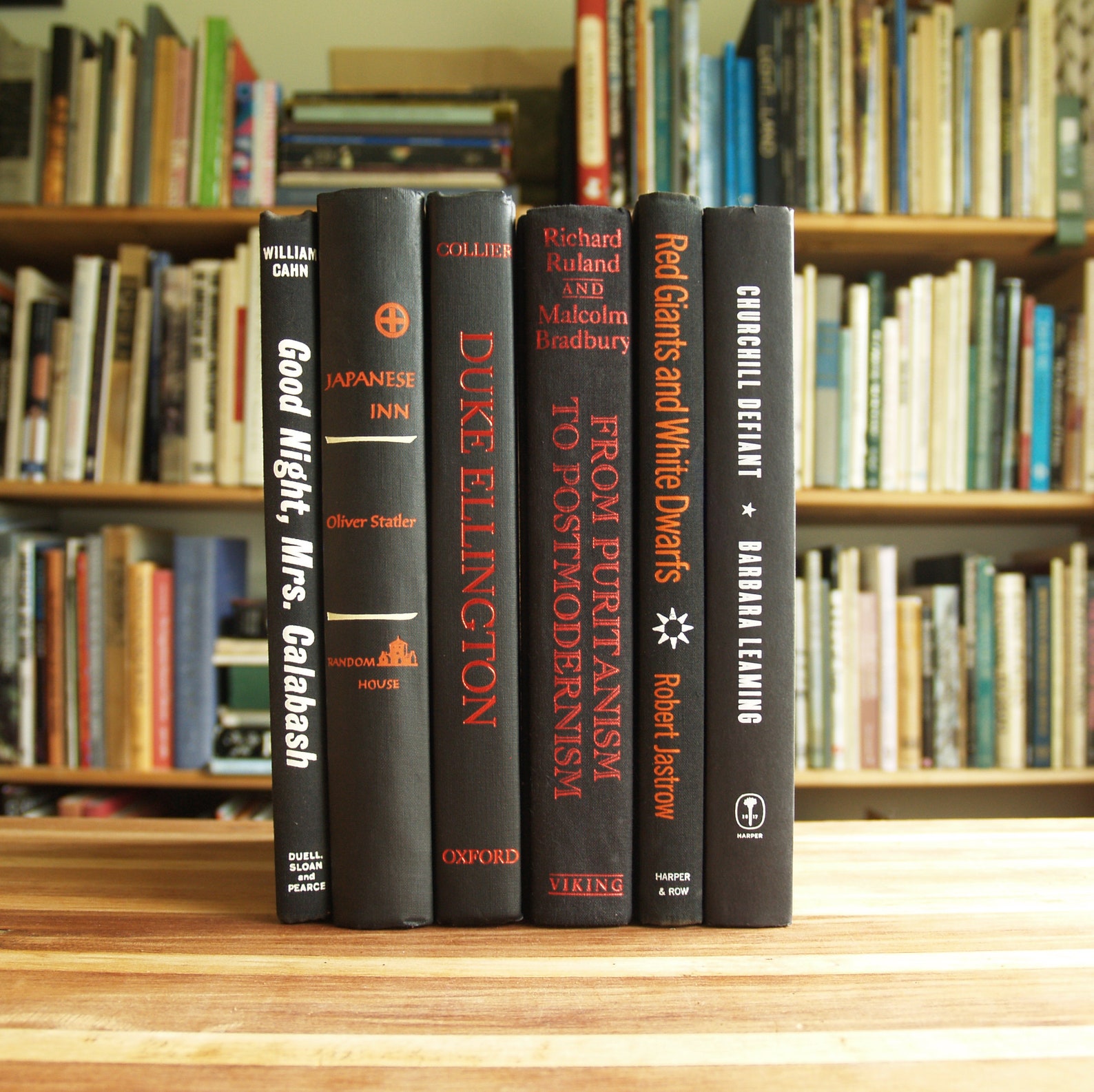 Collection of Ten Hardcover Books in Black Bindings With Multi-colored ...