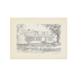 Home of Colonel Simeon Perkins - vintage print of Nova Scotia by L.B. Jenson - Free US Shipping
