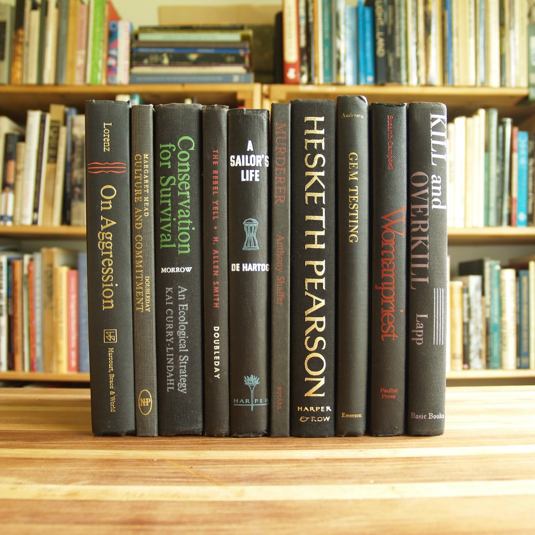 Collection of Ten Hardcover Books in Black Bindings With Mulitcolored ...