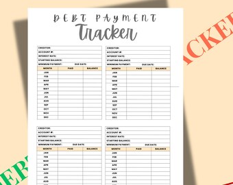 Debt Tracker Printable , Budget Planner, Debt Payoff Log, Debt Payoff Tracker, Financial Organizer, Debt Repayment Sheet, Instant download