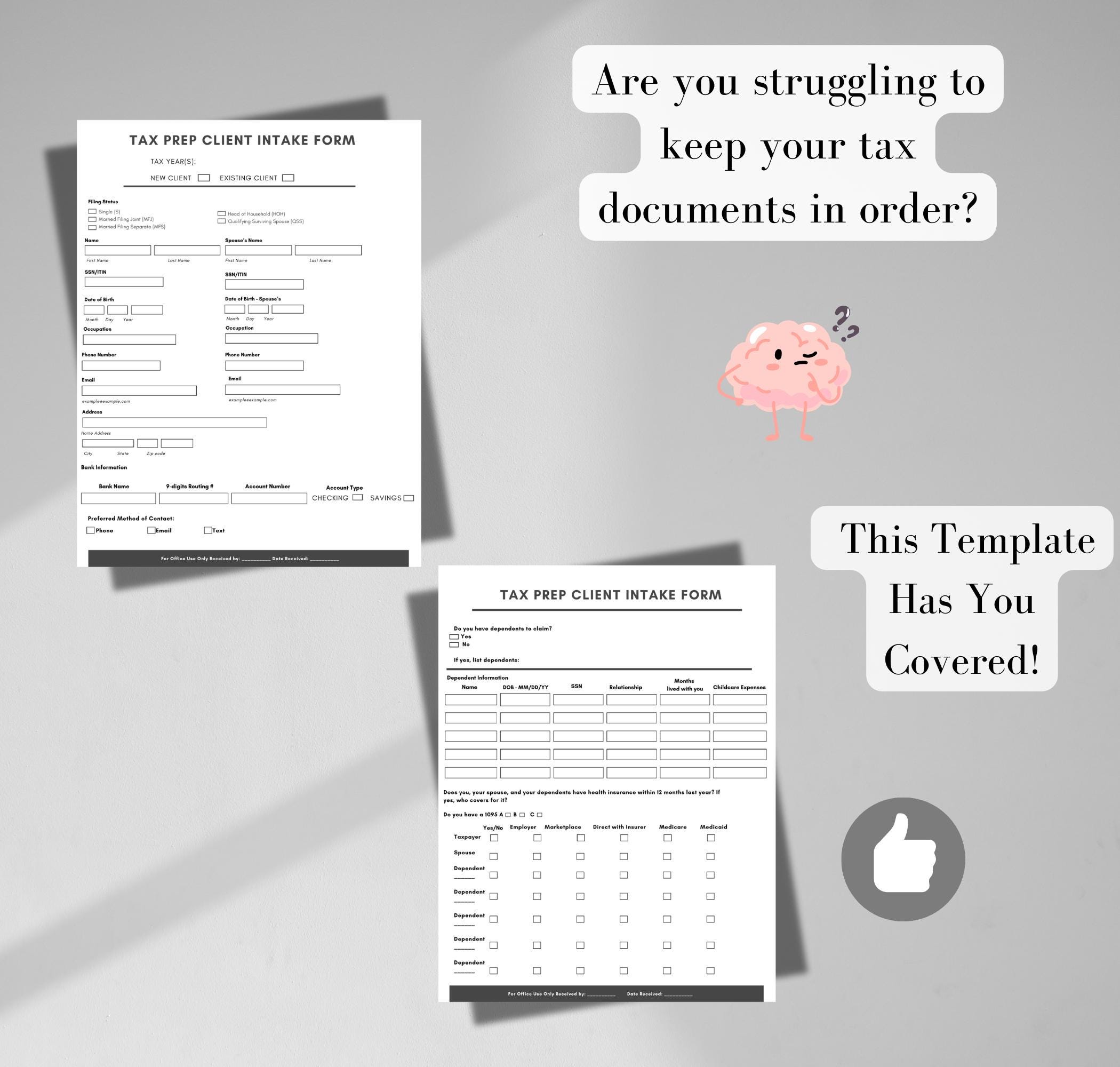 Tax Prep Client Intake Form | Tax Season | Editable PDF | Digital ...