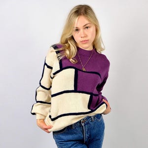 Vintage 80s/90s Handmade Patchwork Muster Pullover - XS/S