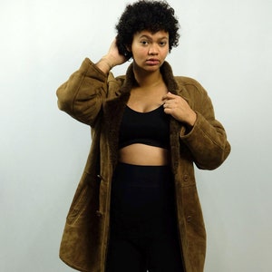 manteau en cuir de mouton vintage des années 90 Marron - M/L