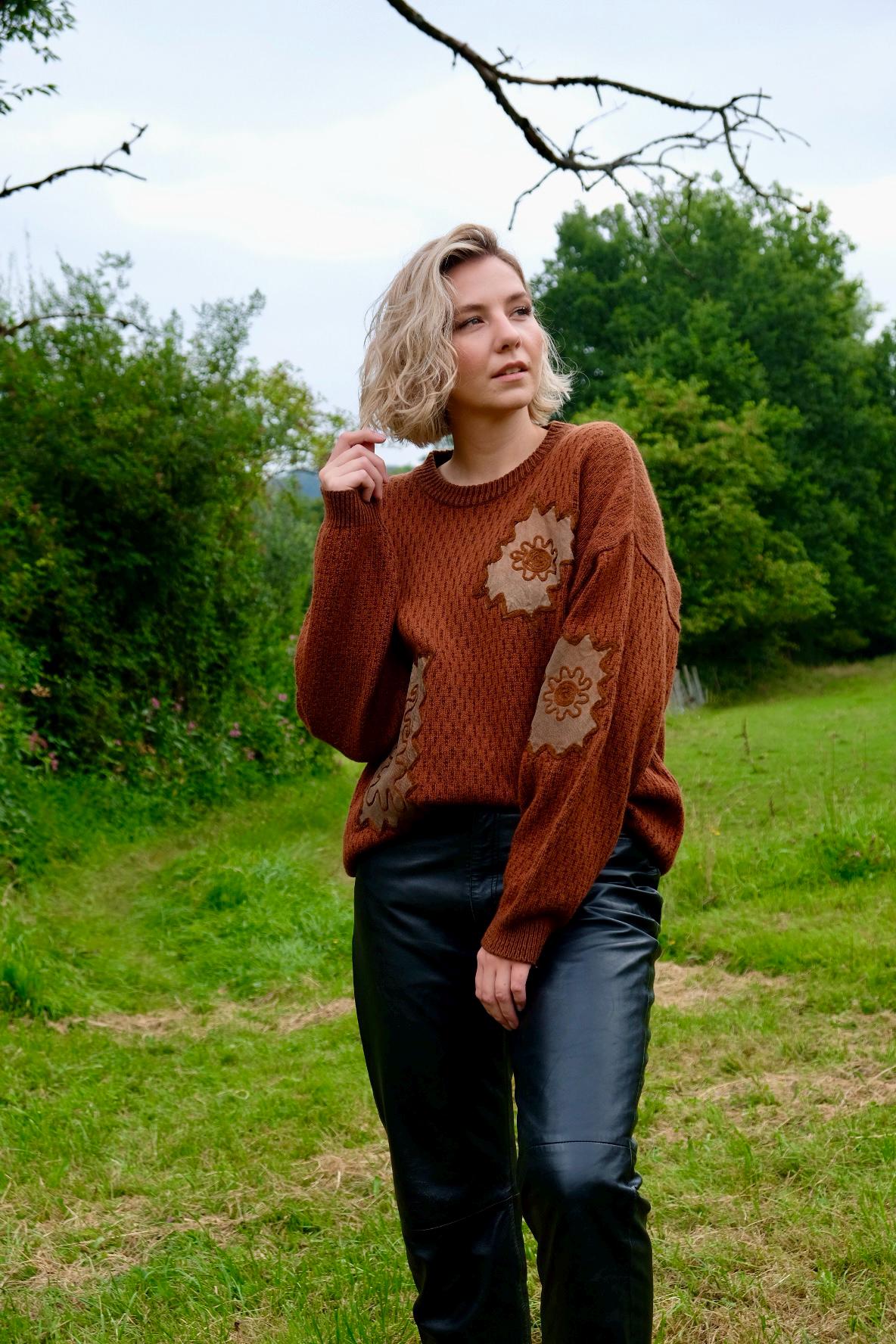 Lange rost strickjacke