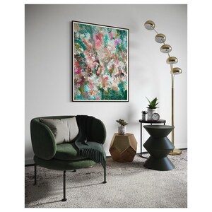 Vibrant Abstract Art Print | Green Floral-Inspired Painting | Colorful Blossom Wall Art | Nature Abstract
