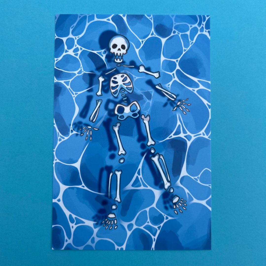 Skeleton Flo Floating Skeleton Print - Etsy