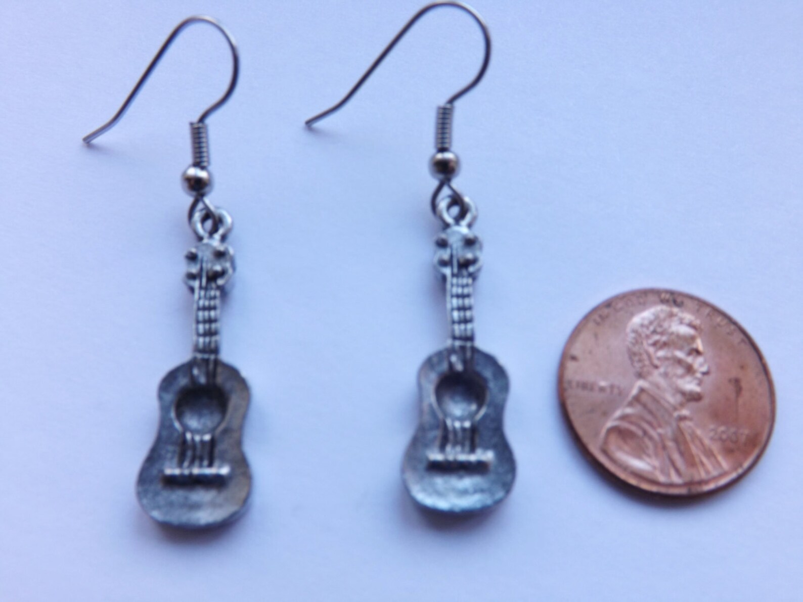 Ukulele Charm Earrings Silver Pewter Charms Surgical Steel Etsy
