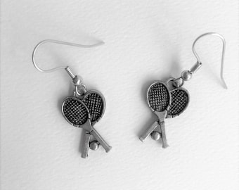 Tennis Racquet Charm Earrings silver pewter charms made in USA