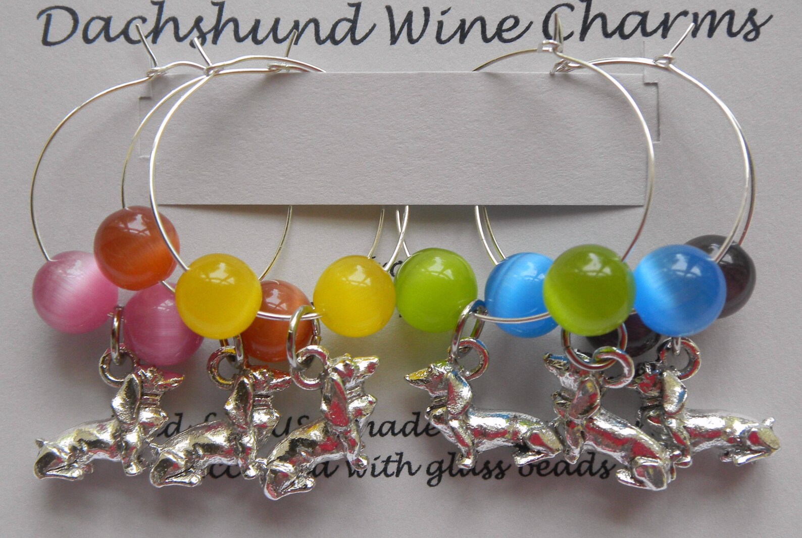 Dachshund Wine Charms Drink Stem Markers Set of 6 Silver Etsy