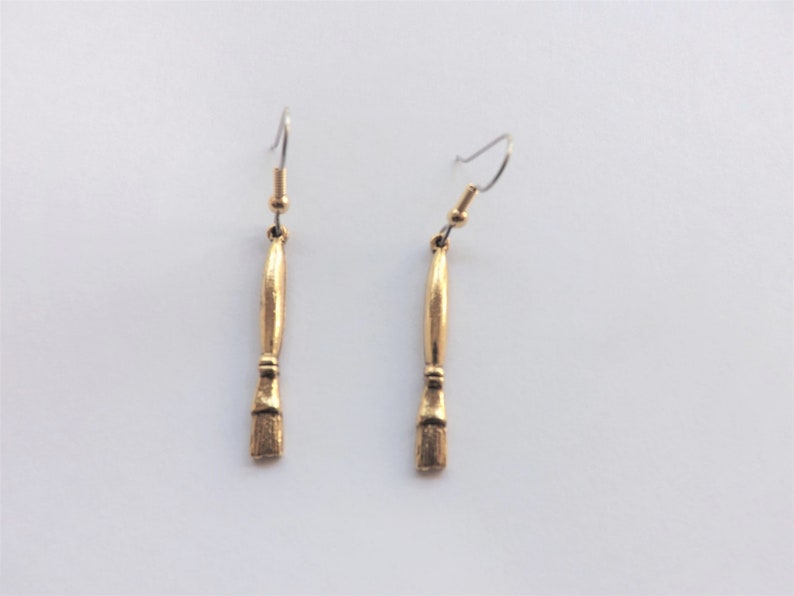 Paintbrush Charm Earrings Gold Paint Brush Art Teacher Gift Etsy