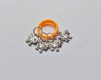 Sheep Stitch Markers silver set of 4 pewter Knitting supply USA-made
