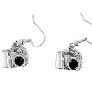 Camera earrings silver pewter charms digital SLR photographer USA-made